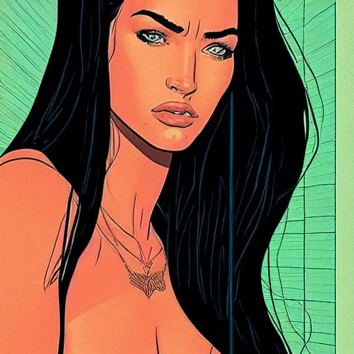 Image similar to “ megan fox retro minimalist portrait by jean giraud, moebius starwatcher comic, 8 k ”