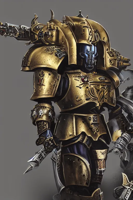 Image similar to armor portrait heros warhammer 4 0 k horus heresy fanart - the primarchs emperor by johannes helgeson animated with vfx concept artist & illustrator global illumination ray tracing hdr fanart arstation zbrush central hardmesh 8 k octane renderer comics stylized