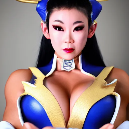 Prompt: a photo of a woman cosplaying as Chun-Li, realistic, high definition