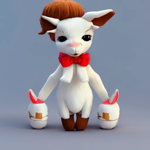 Prompt: cute fumo plush of a goat girl with horns, anime girl, hawaiian shirt, artstation, vray