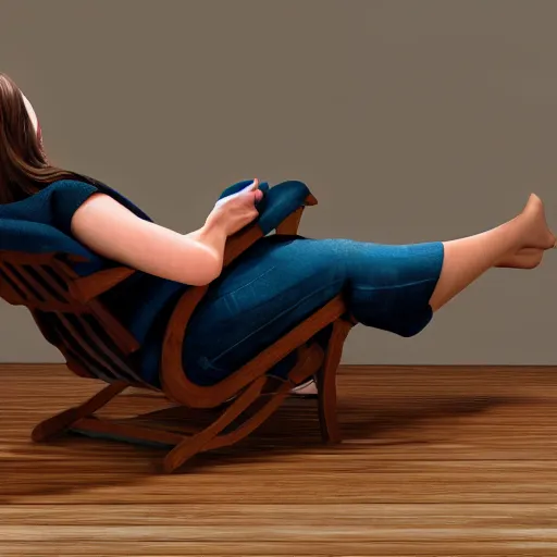 Image similar to person reclining on a chair, photorealistic, 8k