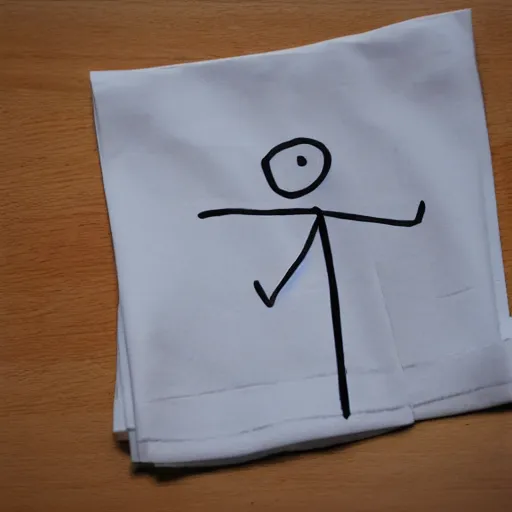 Prompt: a napkin drawing of a stick figure