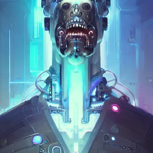 Image similar to a portrait of a cybernetic frankenstein, cyberpunk concept art by pete mohrbacher and wlop and artgerm and josan gonzales, digital art, highly detailed, intricate, sci-fi, sharp focus, Trending on Artstation HQ, deviantart, unreal engine 5, 4K UHD image