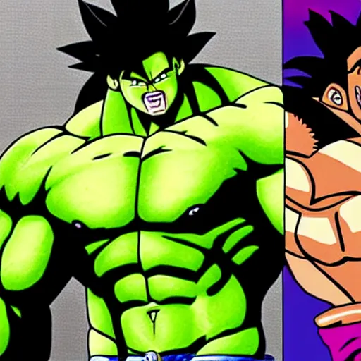 Prompt: broly and hulk