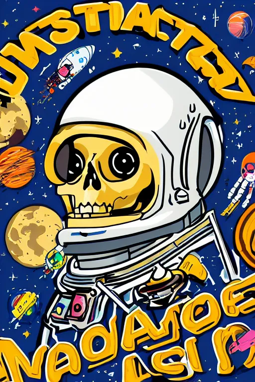 Image similar to A portrait of a skeleton as an astronaut, sticker, colorful, illustration, highly detailed, smooth and clean vector curves, no jagged lines, vector art, smooth