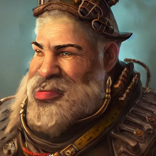 Prompt: a portrait painting of baradin the steampunk dwarf engineer from vermintide, highly detailed, fantasy, artstation, 8 k