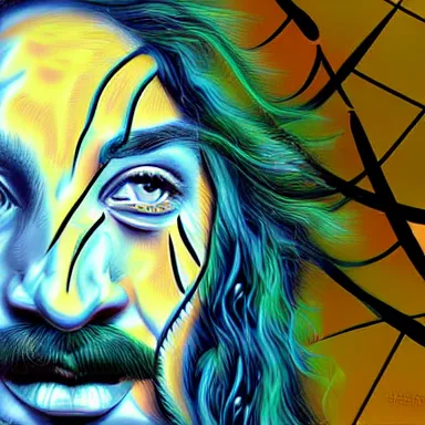 Image similar to portrait of a uncanny artist by Chor Boogie and Salvador Dali collaboration, digital art, mix of aesthetics, close up, high details