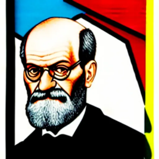 Image similar to a portrait of sigmund freud by romero britto