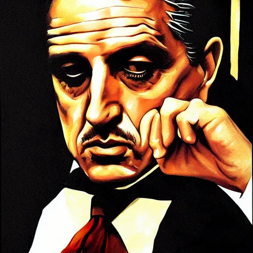 Prompt: The-Godfather painting by Thomas-Montacellinio