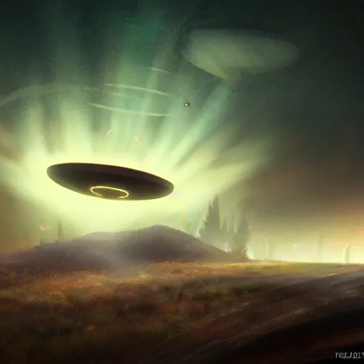 Image similar to found footage of a ufo at night, found footage, dynamic lighting, photorealistic fantasy concept art, trending on art station, stunning visuals, creative, cinematic, ultra detailed