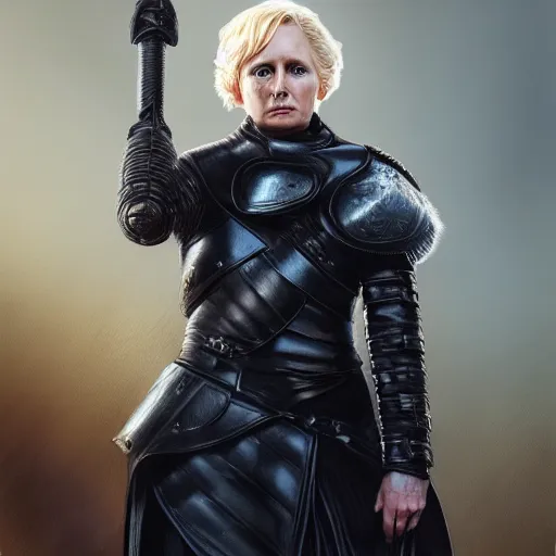 Image similar to donald trump! as brienne of tarth, digital painting, extremely detailed, 4 k, intricate, brush strokes, mark arian, artgerm, bastien lecouffe - deharme