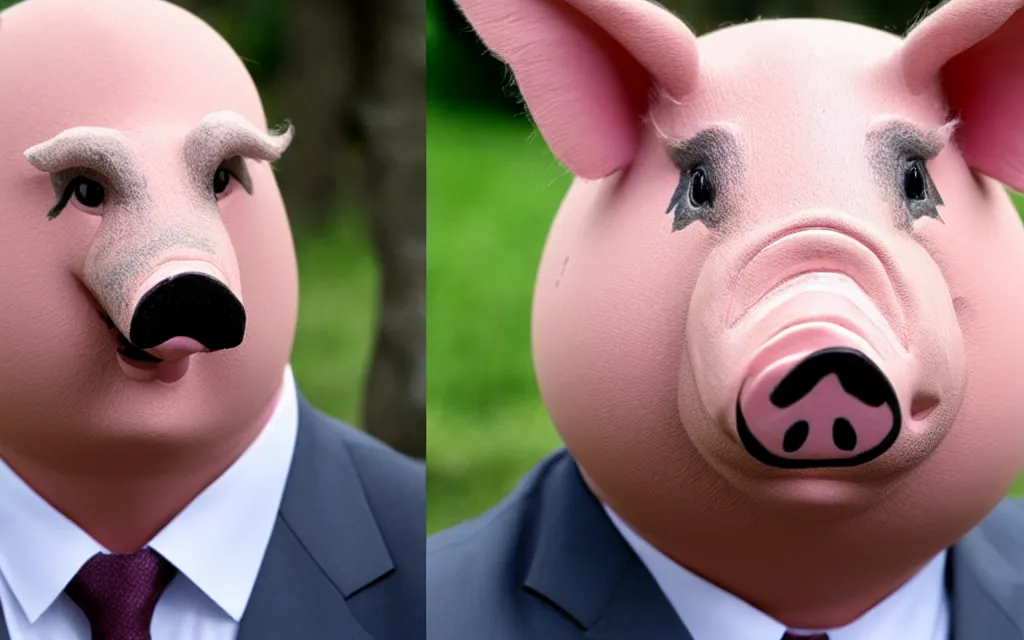 Prompt: pig with face replaced by face of alexander lukashenko realistic faces