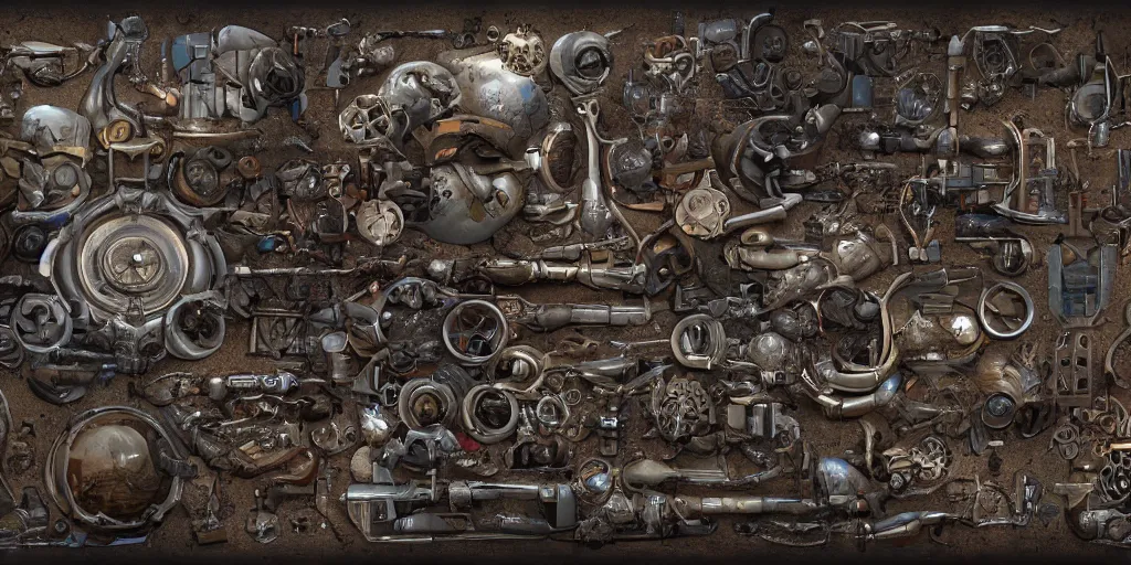 Prompt: spare parts, detailed, fantasy style, 4 k,