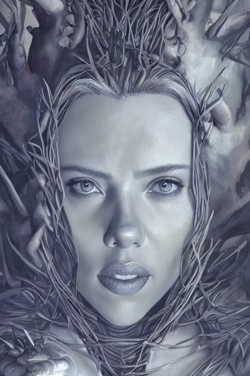 Image similar to Scarlett Johansson as the Queen of the Jungle, anatomy, only two hands, highly detailed, digital painting, artstation, concept art, smooth, sharp focus, illustration, Unreal Engine 5, 8K, art by art by artgerm and greg rutkowski and edgar maxence