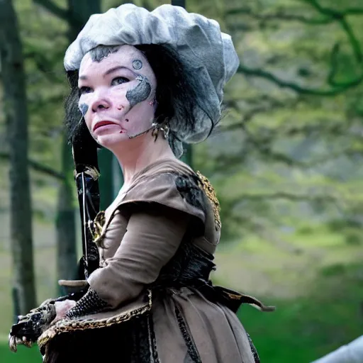 Prompt: Bjork as the executioner in the French revolution