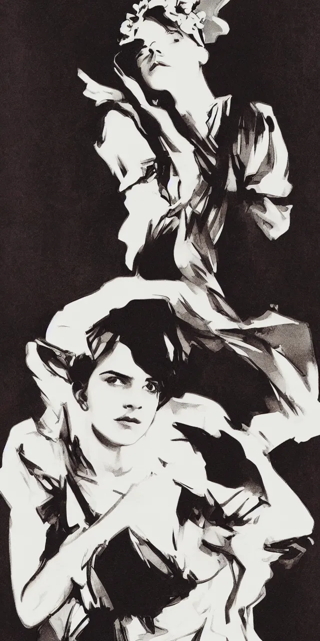 Image similar to emma watson stretching southern belle sketch greg rutkowski alphonse mucha cecil beaton lee miller irving penn david bailey