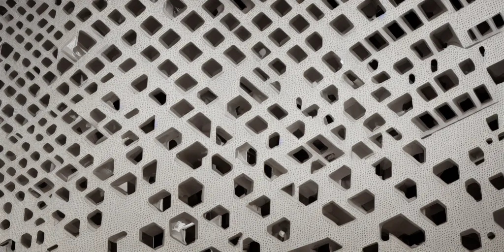 Image similar to endless menger sponge megastructure, realistic lighting, detailed photo, sharp focus, hd