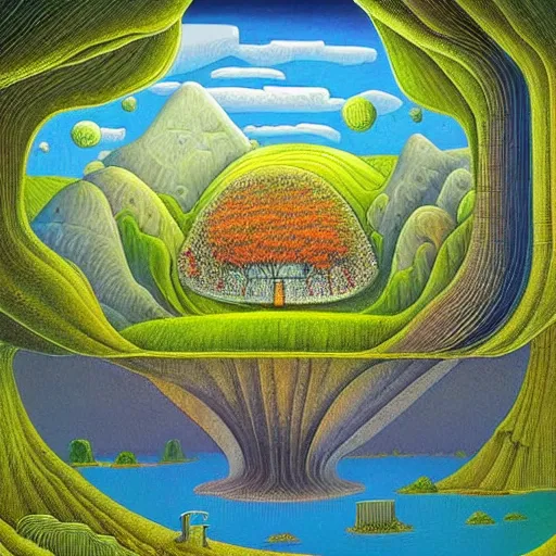 Prompt: landscape in the style of jacek yerka