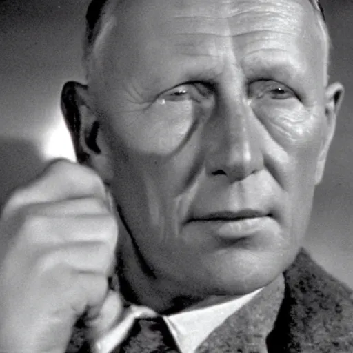 Image similar to film still, Ernst Jünger in the Twilight Zone, colorized version