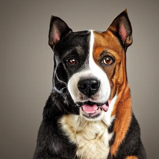 Image similar to a dog with steve harvey's face, studio lighting, steve harvey, 4 k, photorealistic, award winning