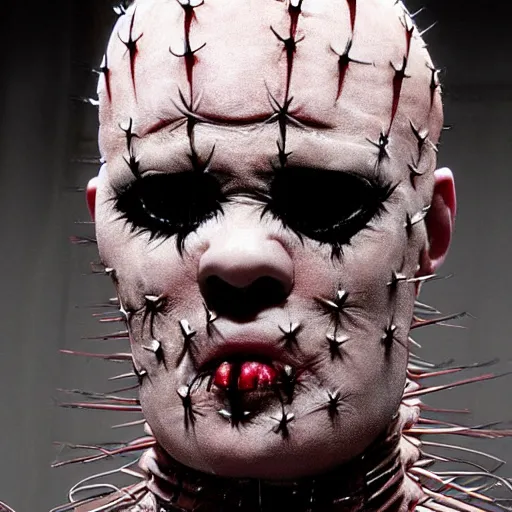 Prompt: pinhead from hellraiser. ultra realistic, hyper realistic, macro photography