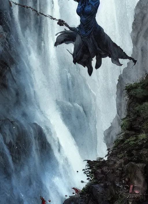 Prompt: portrait, of a flying girl over waterfall, watercolor, dramatic lighting, cinematic, establishing shot, extremely high detail, foto realistic, cinematic lighting, pen and ink, intricate line drawings, by Yoshitaka Amano, Ruan Jia, Kentaro Miura, Artgerm, post processed, concept art, artstation, matte painting, style by eddie mendoza, raphael lacoste, alex ross