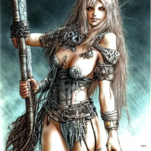 Image similar to A cute barbarian girl by Luis Royo
