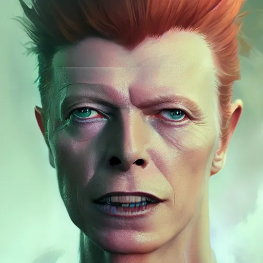 Image similar to david bowie, ultra high detailed, oil painting, greg rutkowski, charlie bowater, yuumei, yanjun cheng, unreal 5, daz, hyperrealistic, octane render, rpg portrait, dynamic lighting