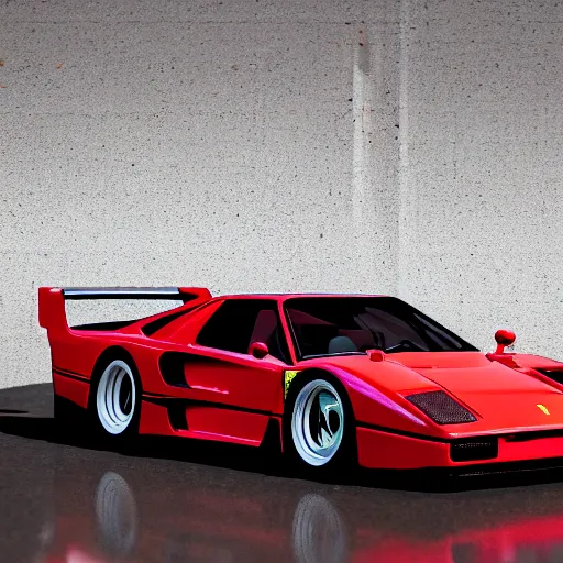 Image similar to ferrari f40, synthwave, high details, cinematic, 8k resolution, beautiful detailed, insanely intricate details, 8k,