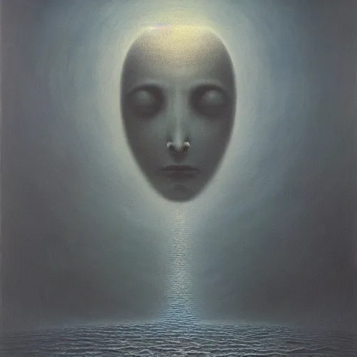 Image similar to the beginning of universe by zdzisław beksinski, oil on canvas