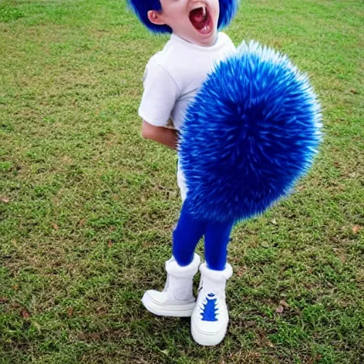 Prompt: real life sonic the hedgehog as a small child