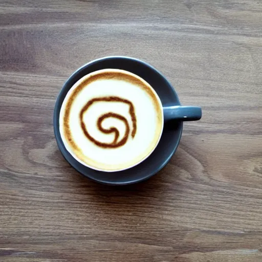 Image similar to most attractive cup of flat white coffee ever, with a maze drawn in the foam