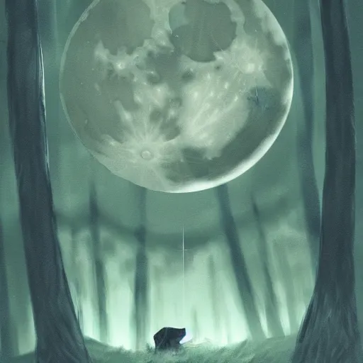 Prompt: a panther roaring at the moon in a forest during the night, large moon in the center. artistic. illustration. trending on artstation. cinematic. photoreal. dark colors. night.