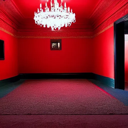 Prompt: a red room like in twin peaks