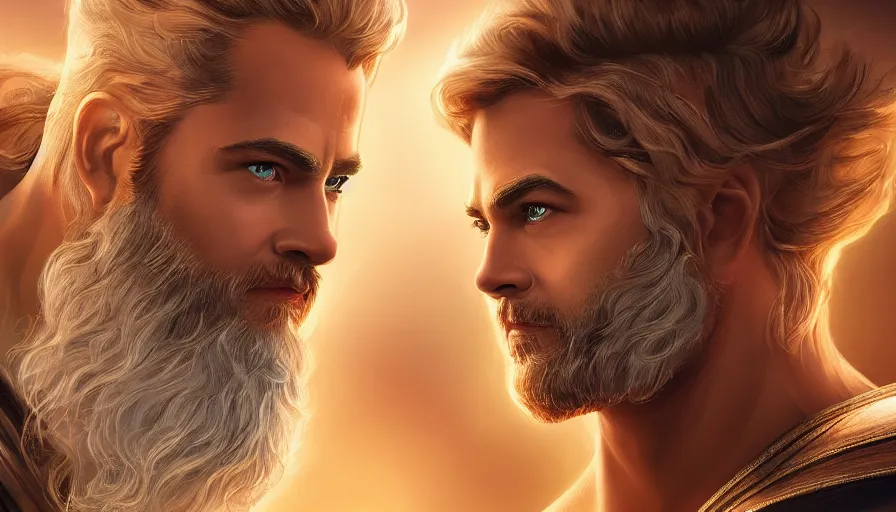 Prompt: Digital painting of Chris Pine as Zeus, hyperdetailed, artstation, cgsociety, 8k