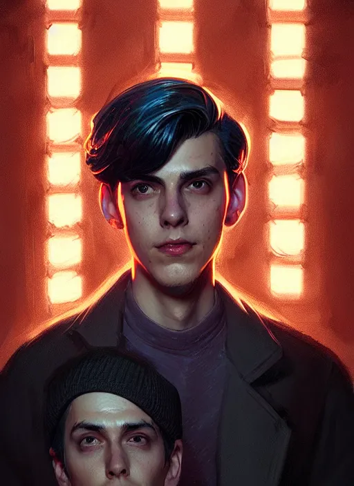 Image similar to portrait of jughead jones, intricate, elegant, glowing lights, highly detailed, digital painting, artstation, concept art, smooth, sharp focus, illustration, art by wlop, mars ravelo and greg rutkowski