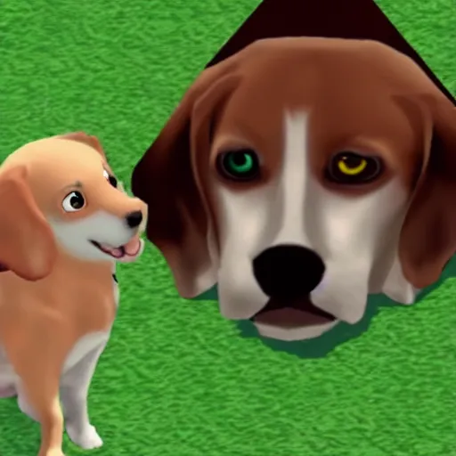 Prompt: a dog turning into a corrupted satan, nintendogs gameplay