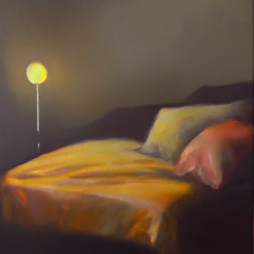 Image similar to i can't wake up, oil on canvas.