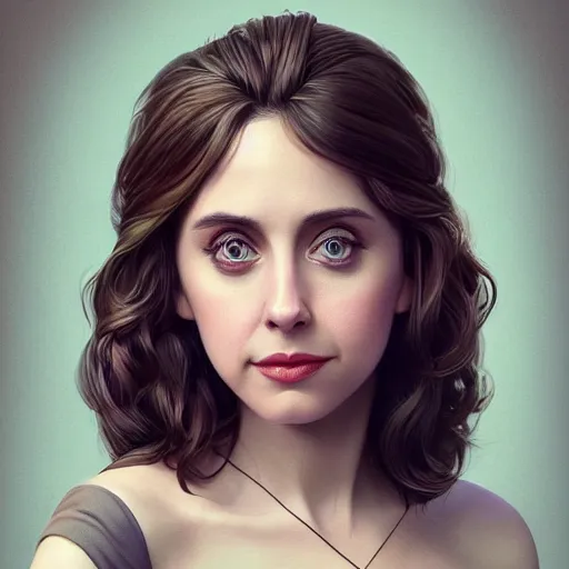 Image similar to a portrait of alison brie as a pixar character, beautiful, elegant, extremely detailed digital art, trending on artstation hyper realistic matte painting, by wlop, artgerm