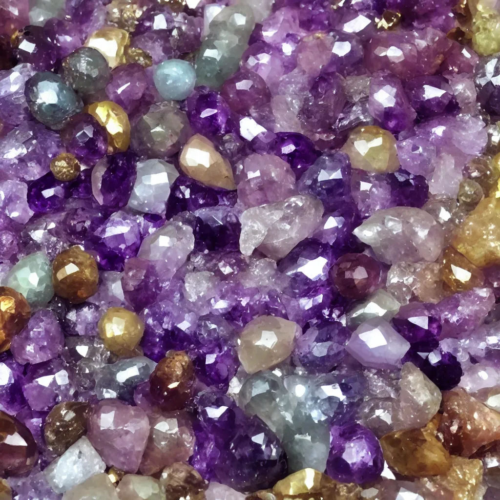 Image similar to amethyst multicolor prism gemstone gold liquid emeraud pearl quartz saphir grenat fluorite