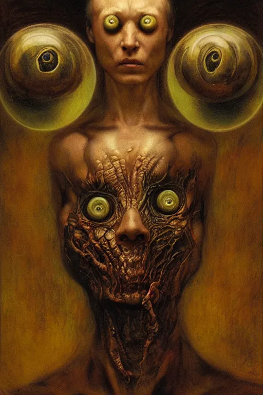 Image similar to portrait of a jar of eyeballs in the style of wayne barlowe, gustav moreau, goward, bussiere, roberto ferri, santiago caruso, luis ricardo falero, austin osman spare