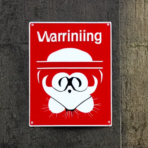Prompt: a warning sign with a vector illustration of a monkey in a tuxedo crossed out by a red x,