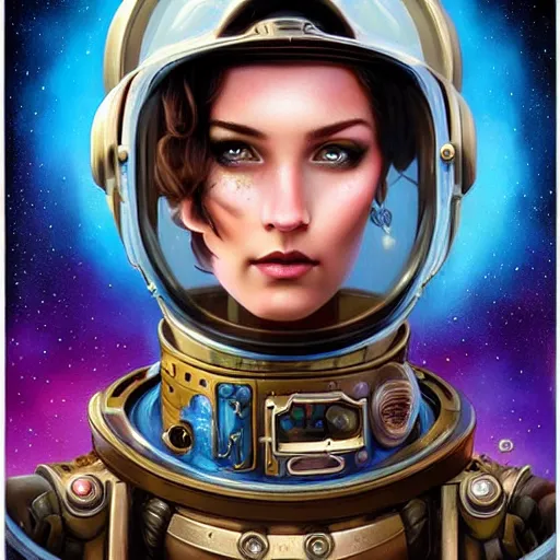 Prompt: Space Steampunk portrait, Pixar style, by Tristan Eaton Stanley Artgerm and Tom Bagshaw.