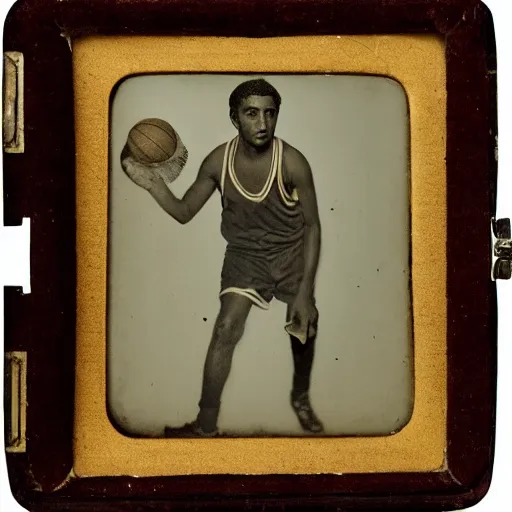 Image similar to Daguerreotype of a kapre playing basketball