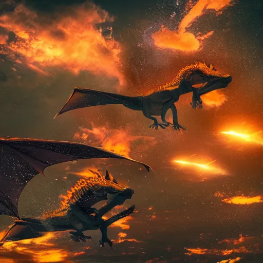 Prompt: photo of dragons flying over people, realistic, dslr, 8 k