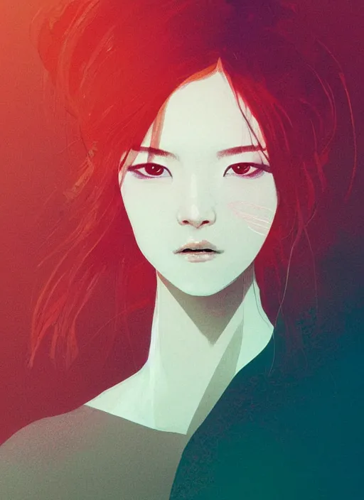 Prompt: of scifi fantasy, Lee Jin-Eun by Conrad Roset and Nicola Samuri, rule of thirds, seductive look, close up face portrait, medium shot, chic, elegant, ethereal light, highly detailed, volumetric light, smooth, masterpiece, refined