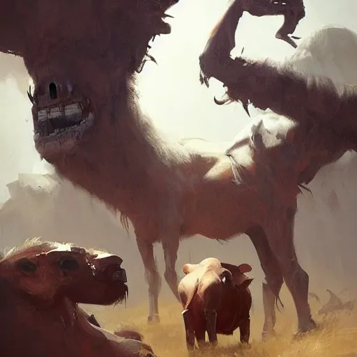 Image similar to 💀🐃, Greg rutkowski, Trending artstation, cinematográfica, digital Art