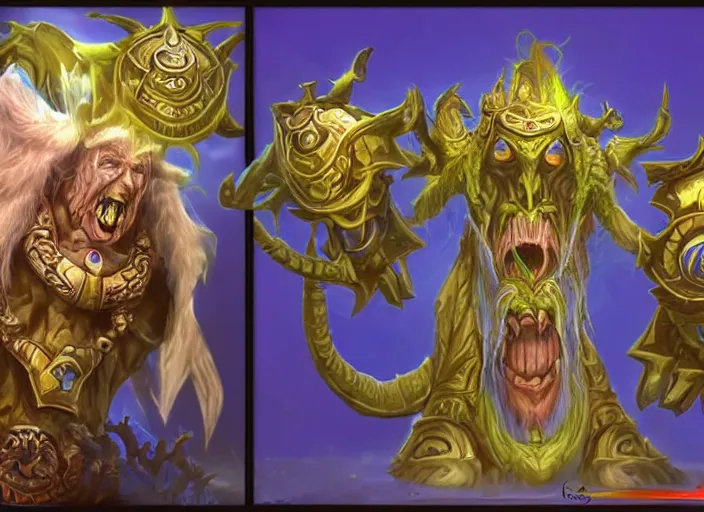 Prompt: donald trump as old god yogg - saron in world of warcraft