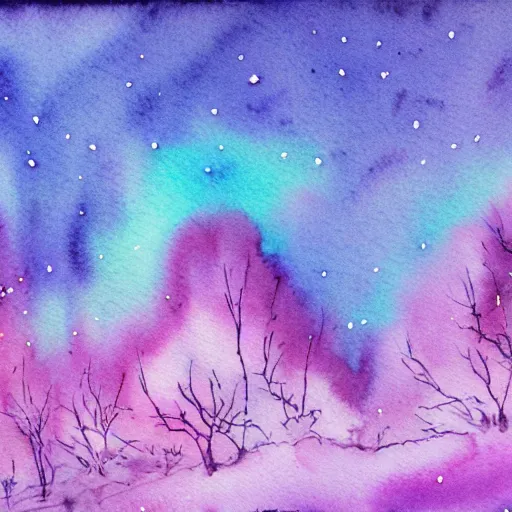 Image similar to winter synthwave watercolor watercolor