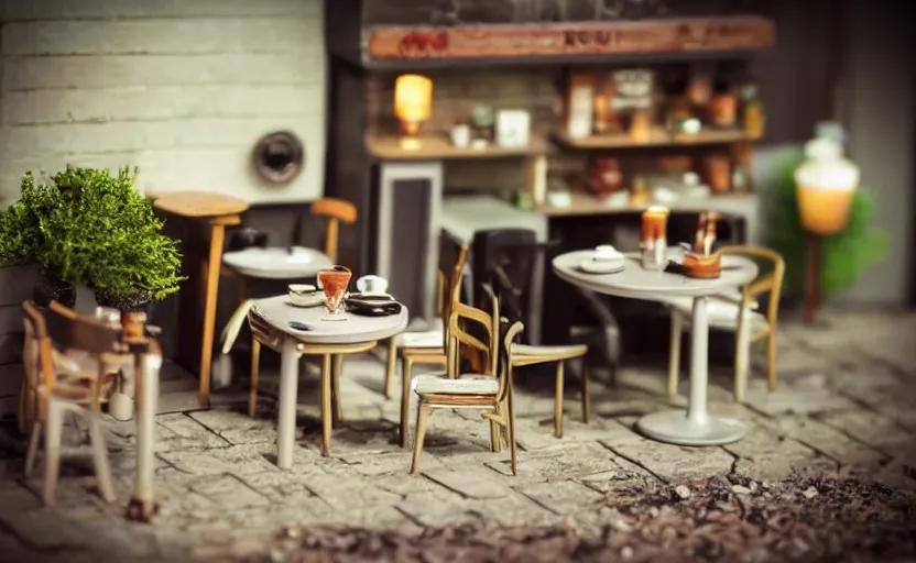 Image similar to mini cafe diorama macro photography, ambient, atmospheric photograph